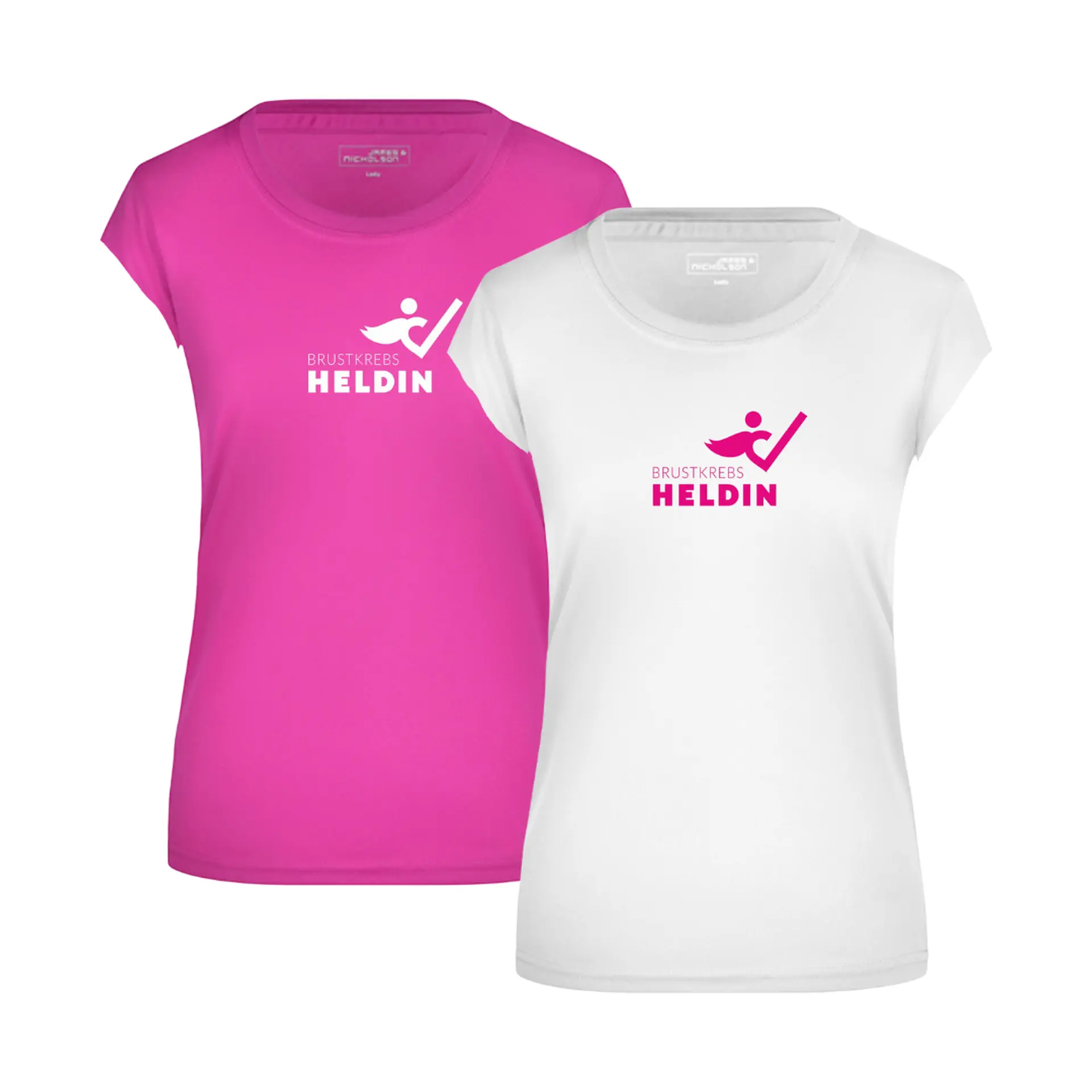 Loose Fit Tee PINK, ROSA & WEISS Baumwoll-Shirt BrustkrebsHeldin